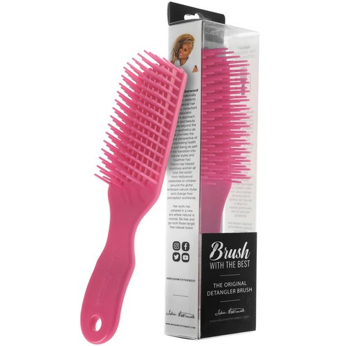 Felicia Leatherwood Pink Detangler Brush - Pain-Free Tangle Removal for Kinky, Curly, Wavy 4C Hair