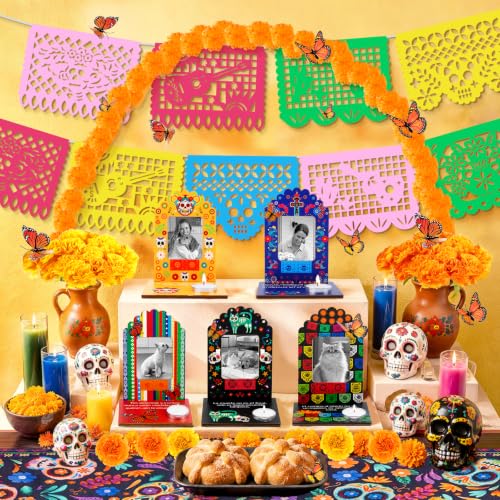 Dia De Los Muertos Picture Frame Set for Ofrenda Altar - Mexican Folk Art Decorations