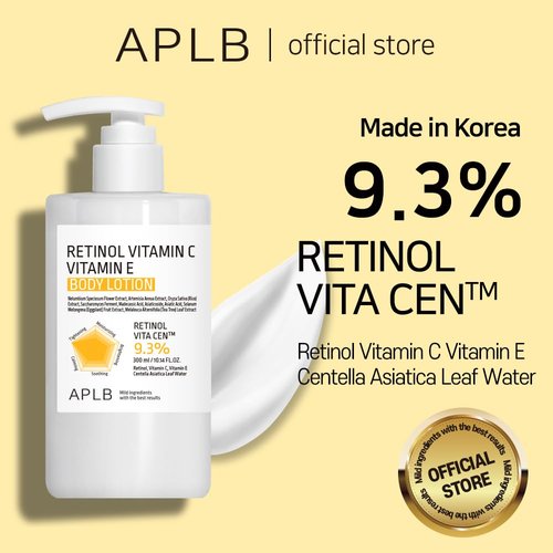 APLB Retinol Body Lotion - Vitamin C & E Formula | 9.3% Retinol, 10.14 FL.OZ | Korean Skincare for Hydration & Wrinkle Care