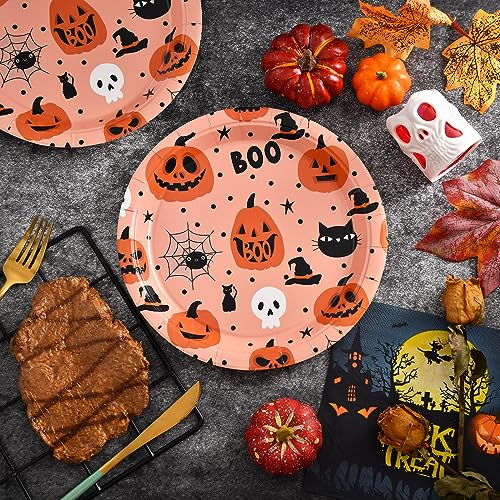 30 Pack Halloween Paper Plates for Parties 9x9 Inch Durable & Festive