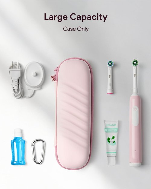 Electric Toothbrush Case for Oral-B Pro/iO/Philips Sonicare, Waterproof Traveling Toothbrush Storage Bag with Mesh Pocket Covers Protection (Pink)