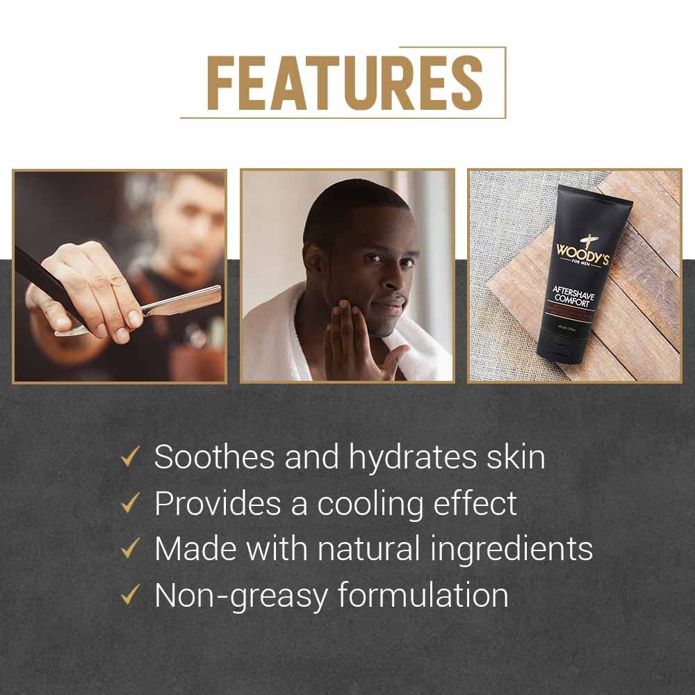 Woody's After Shave Balm for Men - Soothing & Hydrating Aftershave for Men Sensitive Skin, Reduces Razor Burn & Irritation, Non-Greasy Formula, 5 oz
