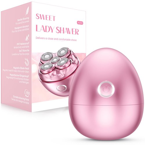 Electric Shaver for Women, 5D Floating Rotary Razor Hair Remover, Wet/Dry Face & Body Shaver for Arms, Legs and Underarms, Portable Travel Shaving Gift for Her Pink