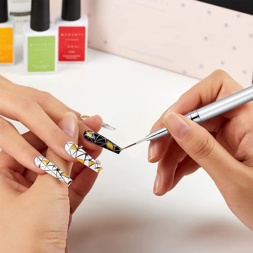 Eptbsdu 5PC Nail Art Brush Set - Long Lines, Liner, UV Gel Polish, Metal Handle, Sizes 7/9/11/15/25mm