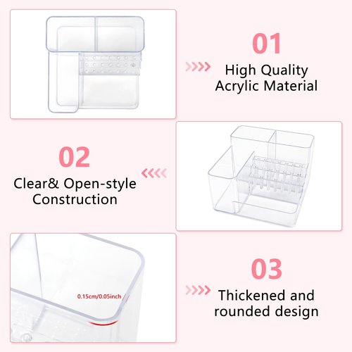 Nail Drill Holder, 21 Holes Nail Drill Machine & Bits Storage Box, Acrylic Nail Drill Bit Holder Professional Nail Tools Organizer, Nail Desk Organizer for Nail Tech