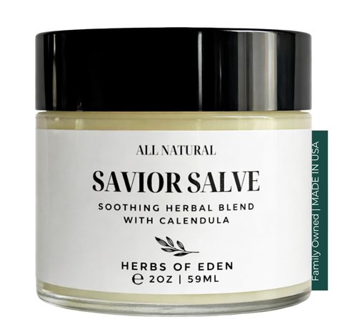 Herbs of Eden Savior Salve | Herbal Healing Balm with Calendula, Comfrey, Yarrow, Plantain & Chamomile | Organic Eczema & Dry Skin Relief for All Ages | USA Made