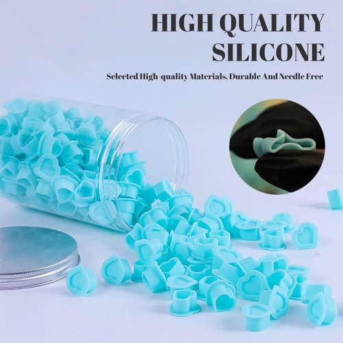 200Pcs Heart Ink Caps with Base Silicone Disposable Tattoo Pigment Cup for Tattooing Supplies