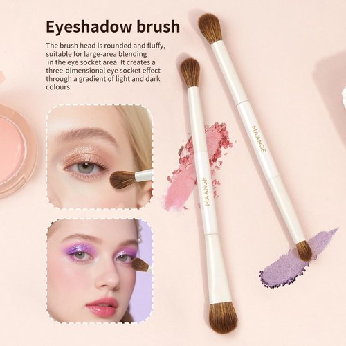 MAANGE Makeup Brush Set 14-In-7 Double Ended Essential Foundation Makeup Brushes for Powder Concealers Eye Shadows Blush Make Up Brushes with Travel Makeup Case