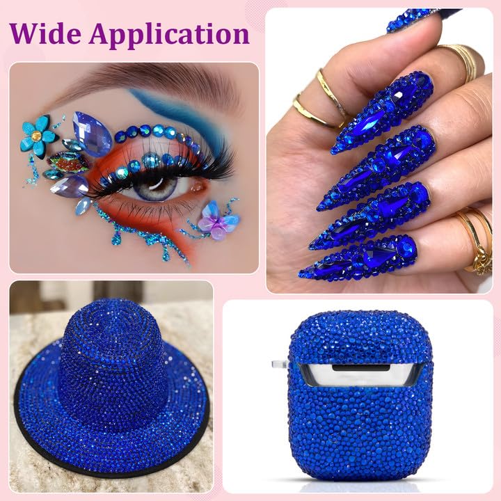 Large Pack 25,000 Royal Blue Resin Rhinestones for Crafts & DIY Jewelry with Glue