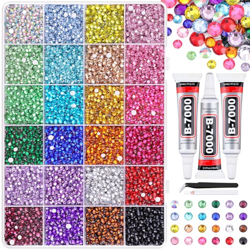 Multicolor Resin Rhinestones for Crafts & Jewelry 22000pcs + Glue & Tweezers