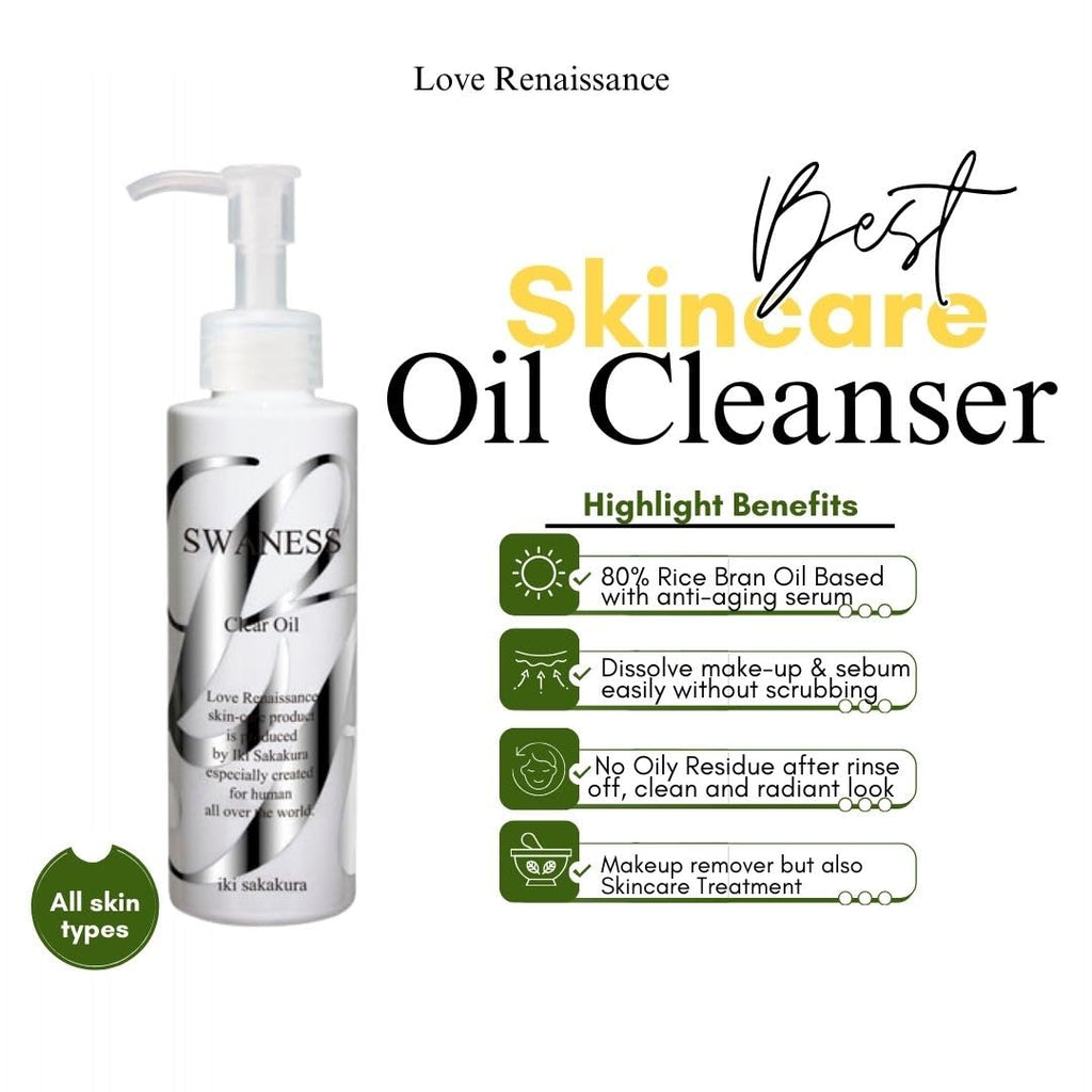 SWANESS Clear Oil Cleanser - Japanese Premium Skincare for Anti-Aging & Deep Pore Cleansing