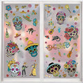 Halloween Day of the Dead Sugar Skull Flower Window Stickers - Skull Variation