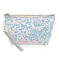 RIAH FASHION Pouch Clutch Organizer Bag - Travel Cosmetic Makeup Toiletry Jewelry Cute Sequin Purse Adjustable Strap (Sequin Glitter Cosmetic Pouch - White)