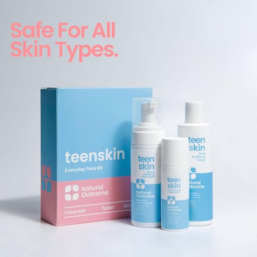 Natural Outcome Teen Skin Care Kit - 3-Step Acne Face Wash, Toner & Moisturizer | Ideal for Preteens & Teens