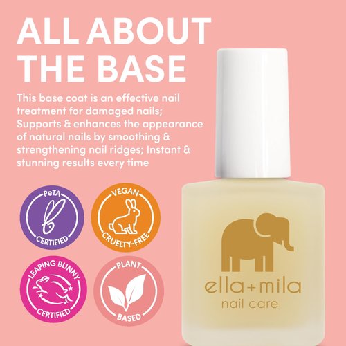 Ella+mila Ridge Filler Base Coat Nail Polish - Smoothing Treatment for Natural Nails | Nourishing Clear Polish (0.45 fl oz)