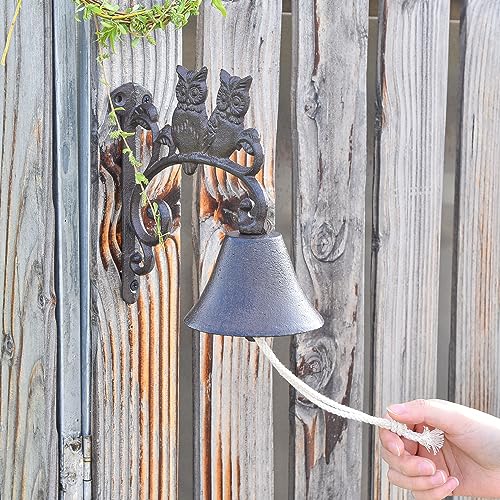 Heavy Duty Cast Iron Wall Bell - Retro Owl Hand Bell Wall Decor - Indoor Outdoor Garden Doorbell - Shape A
