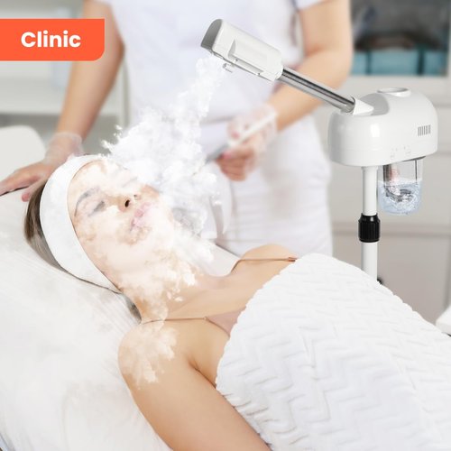 TASALON Professional Facial Steamer, Hot Mist Spray, Vaporizador Facial Steamer for Esthetician, Height Adjustable, SPA at Home, White