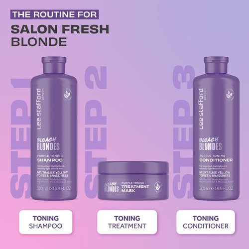 Lee Stafford Purple Toning Shampoo - Best Toner for Bleach Blonde & Grey Hair, 16.9 Fl Oz | Hydrating Cleanser