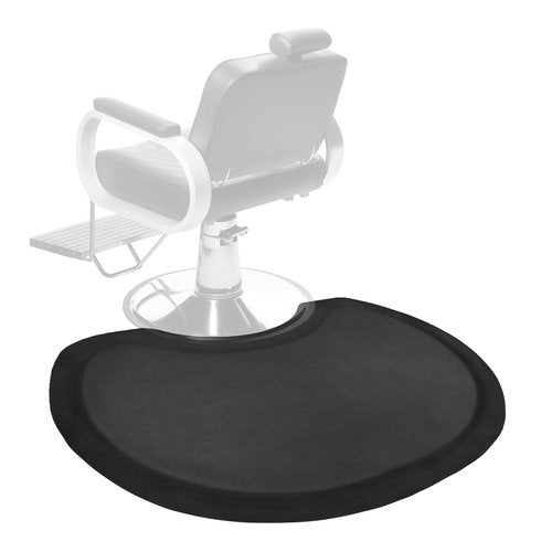 Amcomfy Anti Fatigue Semi Circle Salon Mat for Hair Stylist Anti-Slip Antique Series Salon & Barber Shop Chair Floor Mat (2.5' x 3.5' x 1/2'', Black)