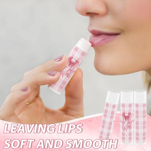 50 Pack Pink Bow Baby Shower Favors Bulk Lip Balm Girls Favors Valentines Gifts for Bachelorette Girls Bow Moisturizing Lip Care Pretty lipstick Birthday Party Supplies (pink bow)