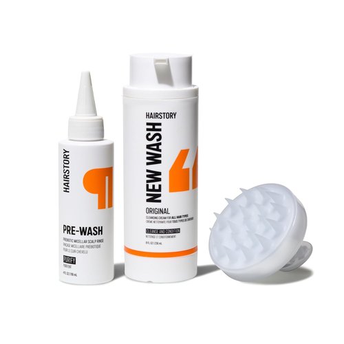 Hairstory New Wash Cleansing Cream & Scalp Brush Duo - Purifying Rinse for All Hair Types