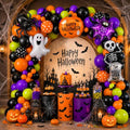 Halloween Balloon Arch Kit with Ghost Spider Pumpkins Foil Balloons