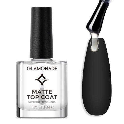Glamonade Matte Top Coat Nail Polish - Quick Dry, Long Lasting Clear Coat for Salon Quality Manicure | 0.34 FL Oz