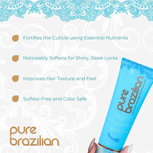 Pure Brazilian Deep Conditioning Masque - Brazilian Keratin & Acai Hair Treatment, 8 Fl Oz