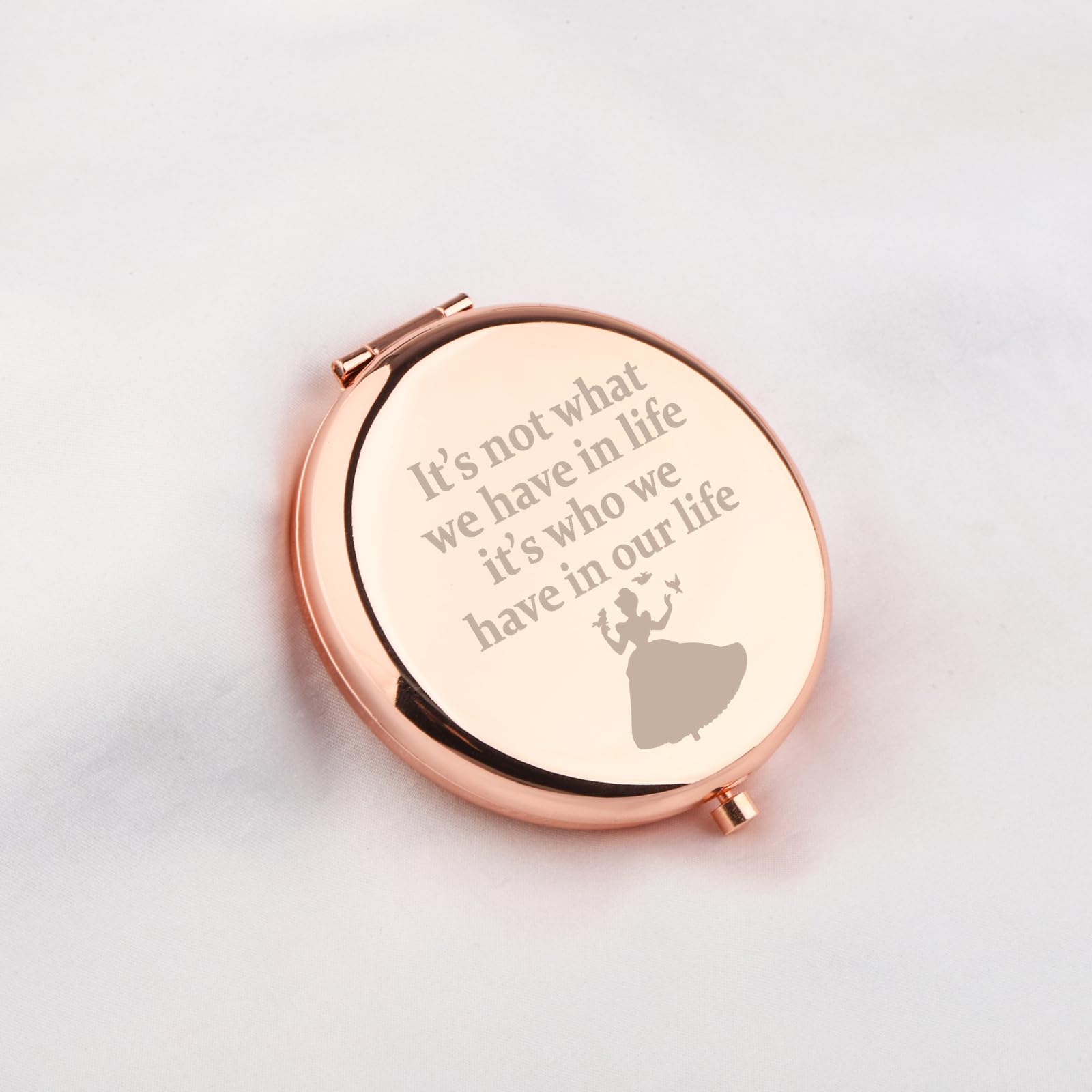 WUSUANED Princess Makeup Mirror It’s Not What We Have in Life It’s Who We Have in Our Life Jewelry Fairy Shoes Movie Gift Princess Fan Gift