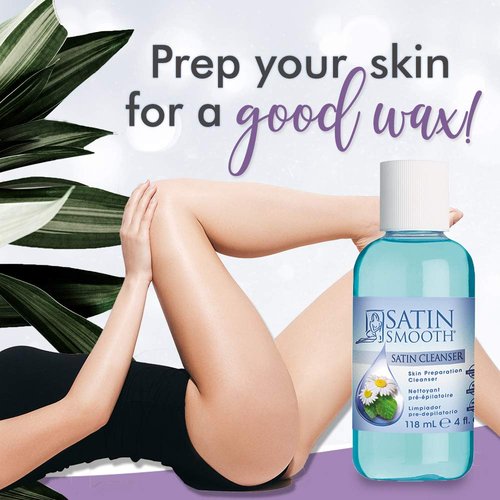 SATIN SMOOTH Pre Wax Cleanser - Antiseptic Skin Prep for Pre Wax Hair Removal, Deep Cleansing & Irritation-Free Waxing, AfterWax Care, 4 oz, 2-Pack