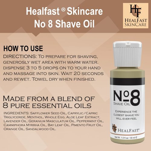 HealFast No. 8 Shave Oil - Premium 1 oz Shaving Oil for Men & Women | Prevents Razor Burn & Ingrown Hairs