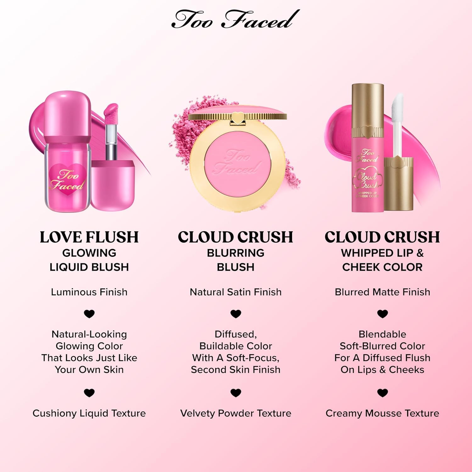 Too Faced Love Flush Blush - Glowing Liquid Blush for a Luminous Finish | Blendable, Natural Color