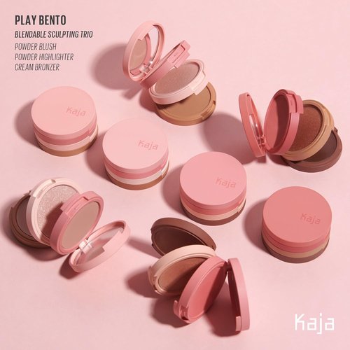 Kaja 3-in-1 Blendable Sculpting Trio - Play Bento | with Mango Seed Butter, Cream Bronzer, Powder Blush, and Highlighter, 00 Sugar Cookie