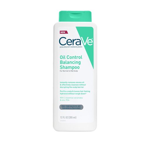 CeraVe Balancing Shampoo - Oil Control Formula With Ceramides & Hyaluronic Acid | 12 oz, Sulfate Free