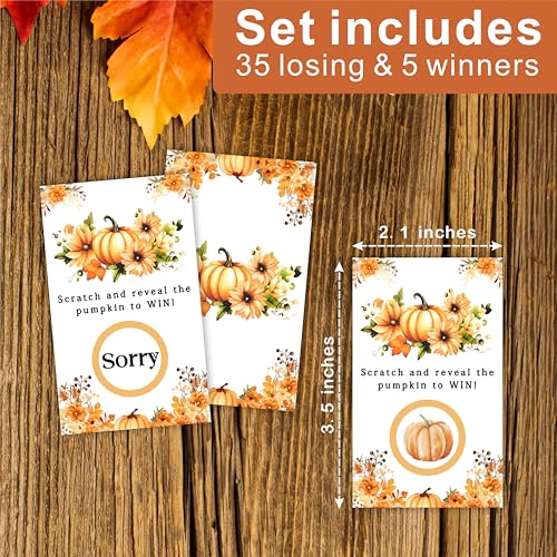 Halloween Pumpkin Scratch Cards - 40 Pack Fall Party Game & Raffle Tickets