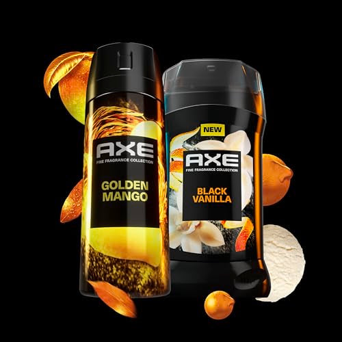 AXE Fine Fragrance Collection Premium Deodorant Body Spray for Men Golden Mango With 72H Odor Protection and Freshness Infused with Mango, Mandarin, and Vetiver Essential Oils 4 oz