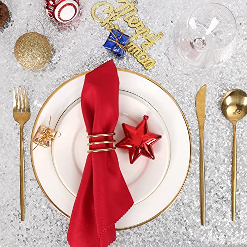 90x156 Inch Silver Sequin Table Cloth - Rectangular Holiday & Party Decor