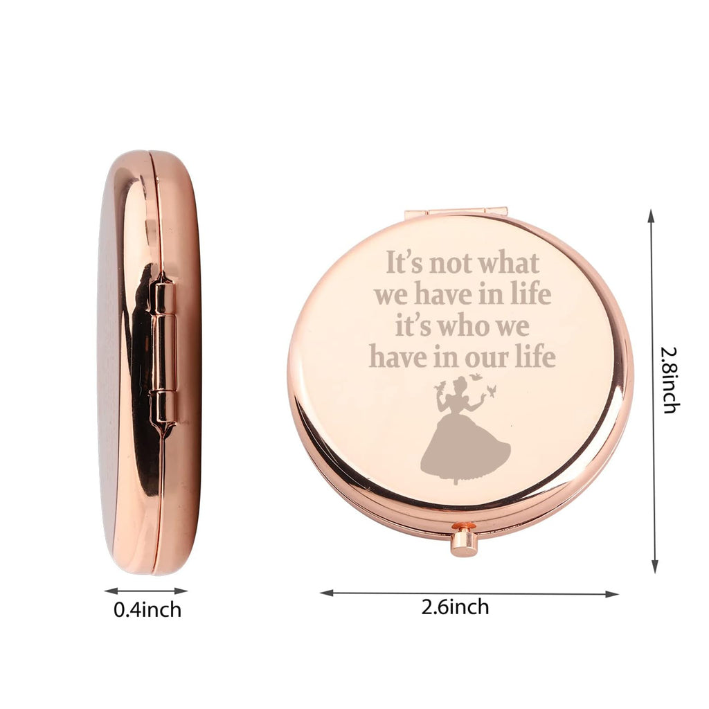 WUSUANED Princess Makeup Mirror It’s Not What We Have in Life It’s Who We Have in Our Life Jewelry Fairy Shoes Movie Gift Princess Fan Gift