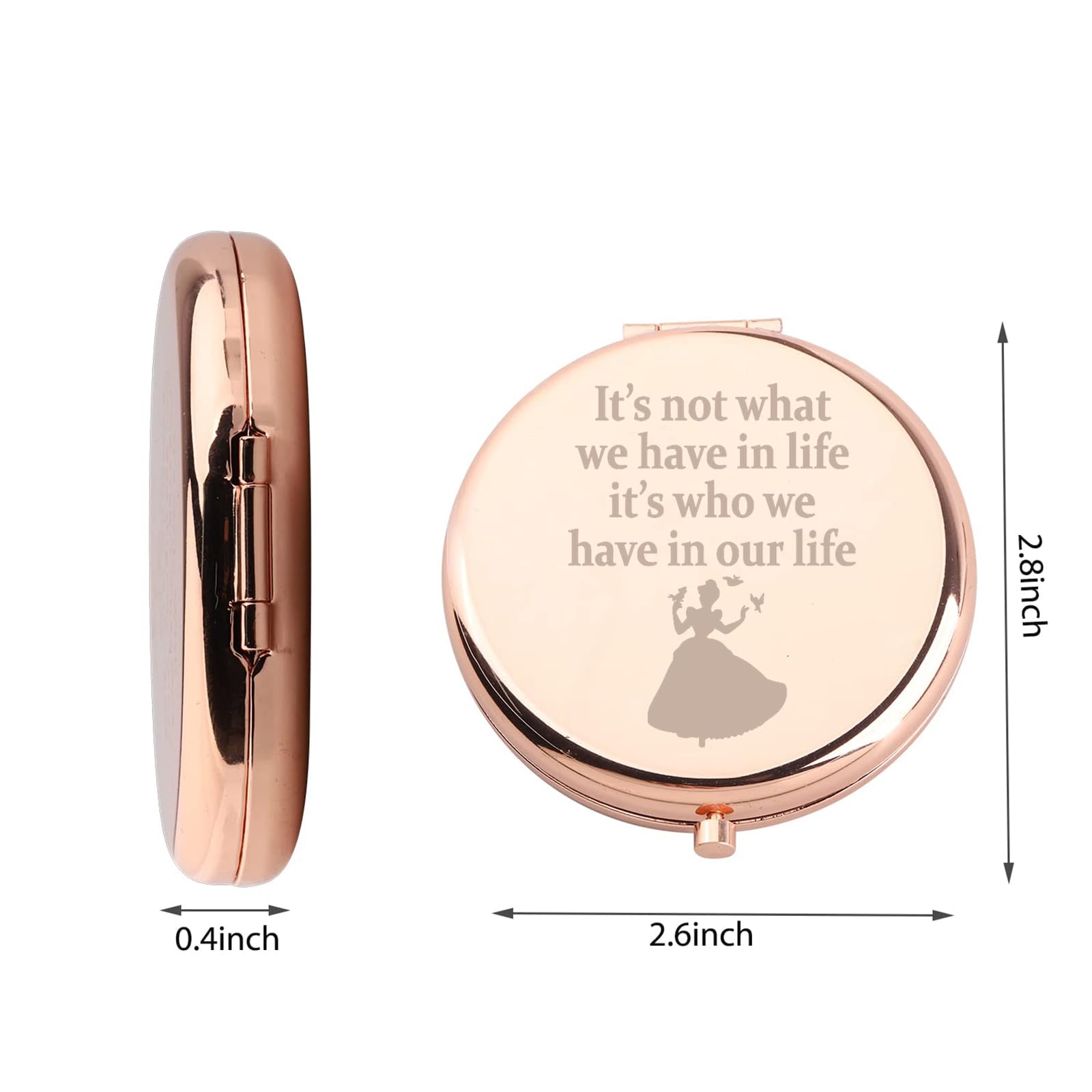 WUSUANED Princess Makeup Mirror It’s Not What We Have in Life It’s Who We Have in Our Life Jewelry Fairy Shoes Movie Gift Princess Fan Gift