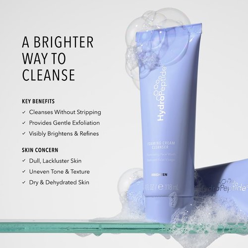 HydroPeptide Foaming Cream Cleanser - Illuminating Peptide Face Wash | 4 Ounce Size