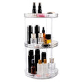 Runivor 360 Clear Rotating Makeup Organize for Vanity,3 Tiers Lazy Susan with Diamond Pattern, Large-Capacity Skincare Organizers Cosmetic Display Case Organizer for Dresser (Clear White, 3Tiers)