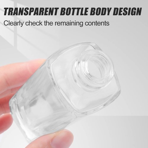 4 Pack 30ml/1oz Clear Glass Pump Bottle Empty Square Lotion Foundation Container Refillable Cosmetic Dispenser with Press Pump for Essence Emulsion Cleanser Body Cream - Golden Lid