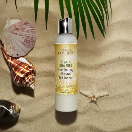 Glimmer Goddess Organic DHA-Free Self Tanning Lotion – Natural Sunless Tanner with Erythrulose, Aloe Vera, Shea & Cocoa Butter – Vegan & Cruelty Free Moisturizing Bronzing Lotion