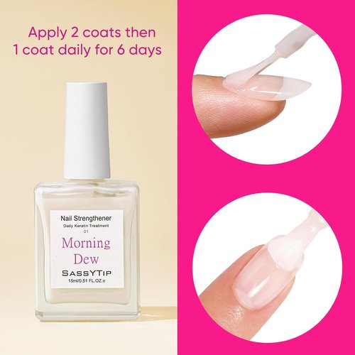 Skiennix Nail Strengthener - Keratin Hardener & Growth Treatment | Nude Polish Concealer with Jojoba Oil, 15ml (Milky White)