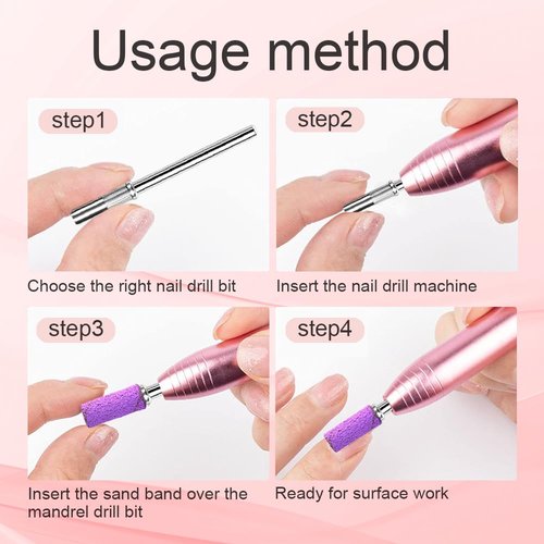 Small Sanding Bands Nail Drill Bits, Corfulra 200PCS Sanding Bands for Nail Drill with 2 3.1mm Mandrel bits, 240 Extra Fine Grit Nail File for Acrylic Nails Gel Manicures and Pedicure, Purple