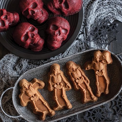Spooky Skeleton Cakelet Mold - 2 Cup Capacity, Nonstick Cast Aluminum, Made in USA
