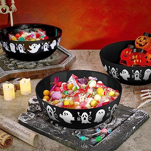Black Ghost Halloween Candy Bowl Set - Trick or Treat Serving Bowls, 6 Pieces
