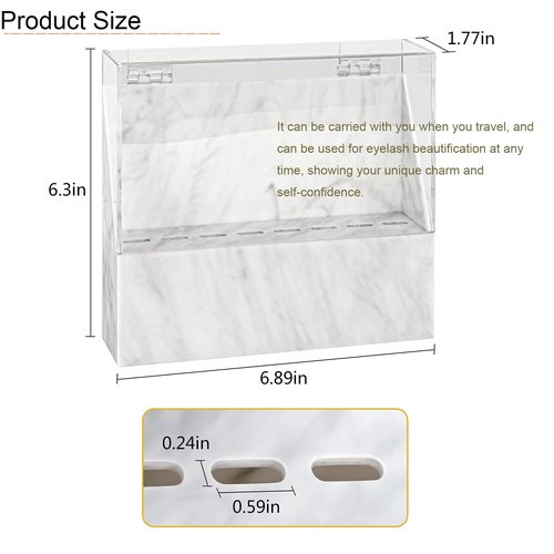 LXIANGN 8 Holes Dust-proof Eyelash Tweezers Holder Case Acrylic Marble Tweezer Stand Display Organizer with Cover for Lash Extensions (white)