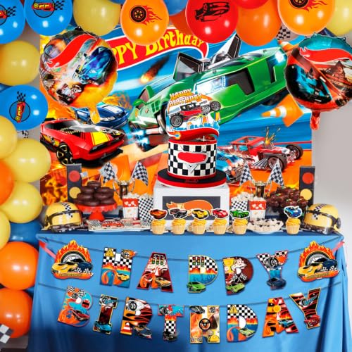 Race Car Birthday Party Supplies Set - 114 pcs Car Theme Tableware & Decorations