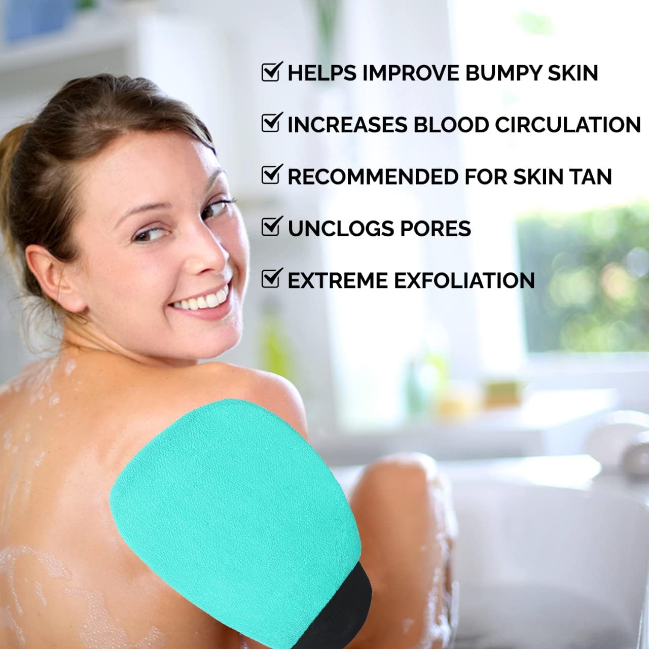 Valitic Exfoliating Glove Body Scrubber - Korean Style Dead Skin Remover & Shower Exfoliator | Turquoise Pair